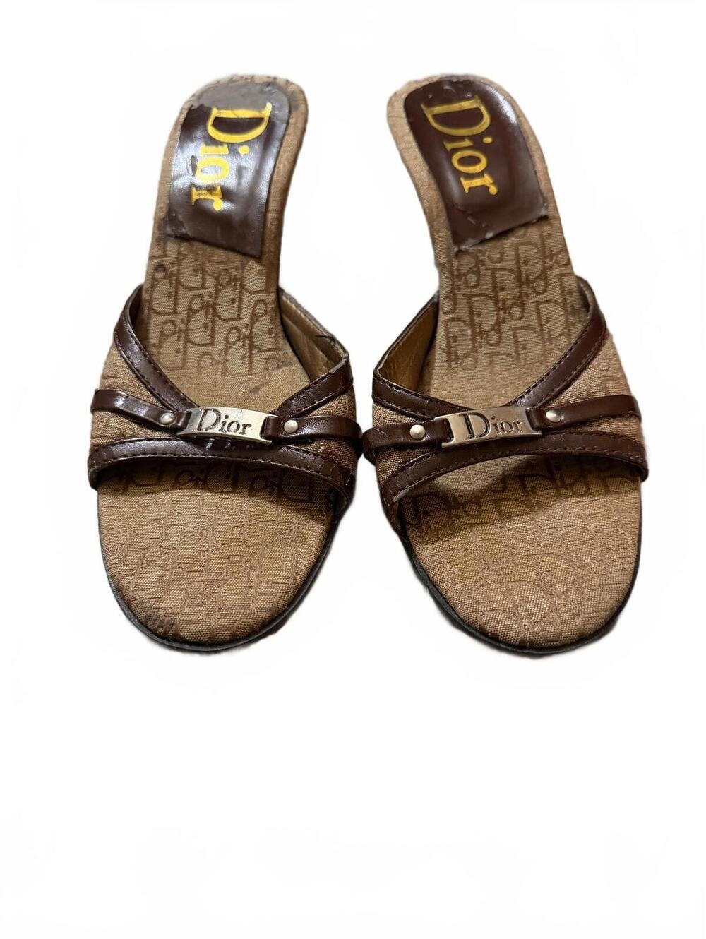 Christian Dior Monogram Canvas Sandals Designer sz 38